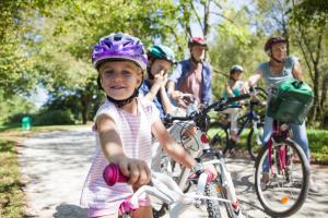 Family on bicycles