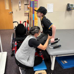 Boy in physical therapy