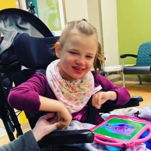 Girl in hospital waiting room
