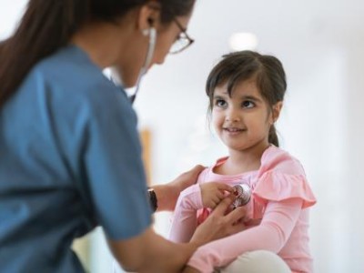 Young girl getting her heart checked