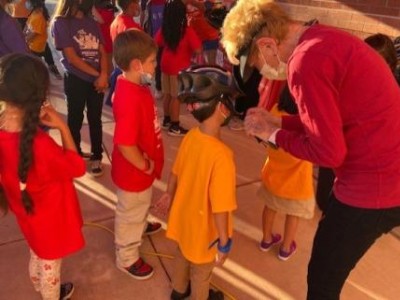 Kids participating in group event