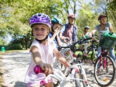Family on bicycles