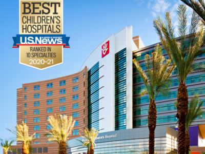 Hospital exterior with 20-21 USNWR badge