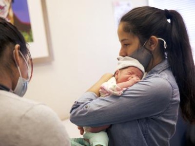 Mother and newborn at provider appointment