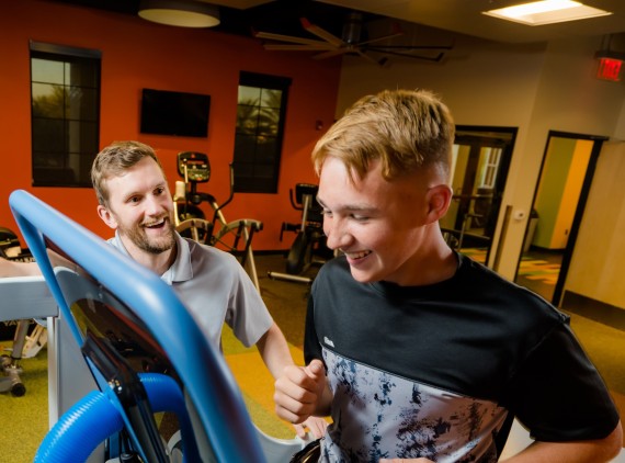 Teen running on a treadmill