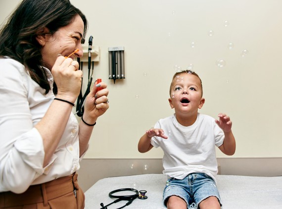 Child excited to see bubbles