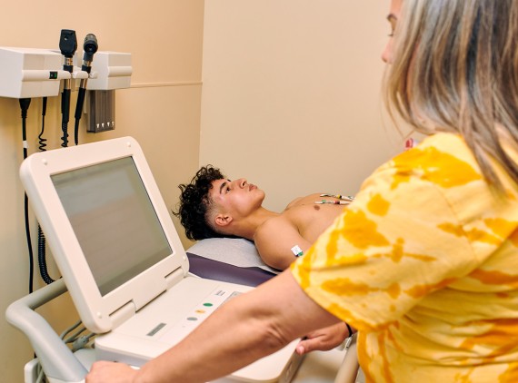 Teen getting an EKG