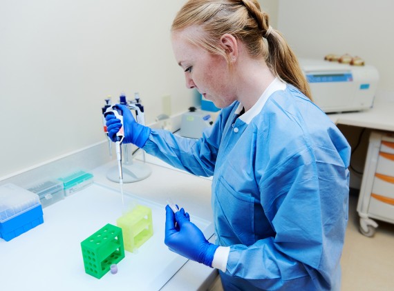 Lab worker doing an experiment