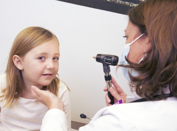 Girl getting her eyes checked